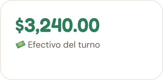 Efectivo del turno: $3,240.00